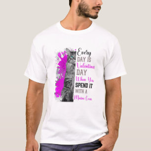 Camiseta Mulheres Dia de os namorados Maine Coon Cat Mãe Mã