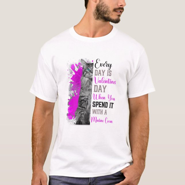 Camiseta Mulheres Dia de os namorados Maine Coon Cat Mãe Mã (Frente)