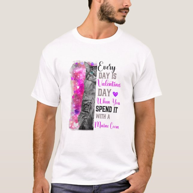 Camiseta Mulheres Dia de os namorados Maine Coon Cat Mãe Mã (Frente)