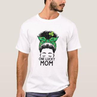 Camiseta Mulheres Dia de São Patrício Afro Bun Lucky Mãe Sa