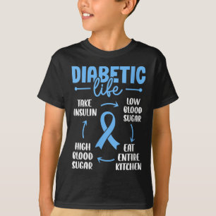 Camiseta Mulheres Diabéticas Vida Baixo Açúcar No Sangue Co