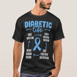 Camiseta Mulheres Diabéticas Vida Baixo Açúcar No Sangue Co