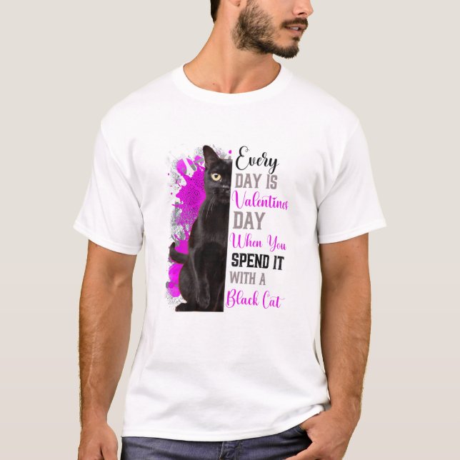 Camiseta Mulheres Dias de os namorados Gato Negro Mamãe Mam (Frente)