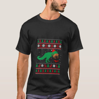 Camiseta Mulheres Dinossauras T Rex Comendo Reindeer Feio