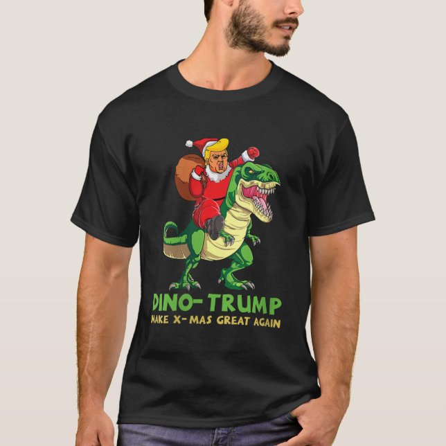 Camiseta Mulheres Dinotrump Funny Trump Andando Dinossauro  (Frente)