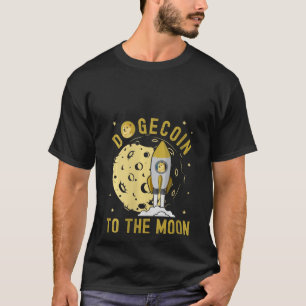 Camiseta Mulheres Diogecendo No Foguete Espacial Moon Doge 