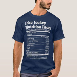 Camiseta Mulheres Disco Jockey Fatos Nutricionais Engraçad