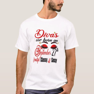 Camiseta Mulheres Divas São Nasceres No Dia 27 De Setembro