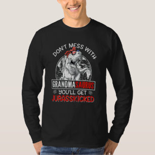Camiseta Mulheres Divertidas Retro Grandmasauro Dinossauro 
