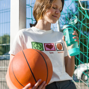Camiseta Mulheres do basquetebol do amor da paz