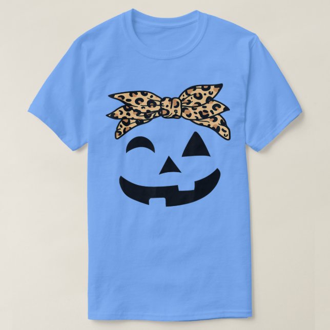 Camiseta Mulheres do Dia das Bruxas, Jack O Lanterna Leopar (Frente do Design)