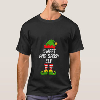 Camiseta Mulheres Doces e Sassy Elf Natal Família Correspon