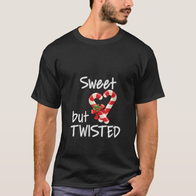 Camiseta Mulheres Doces Mas Twisted Candy Cane Feliz Christ (Frente)