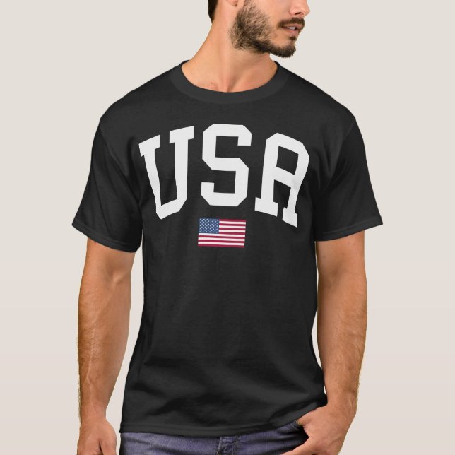 Camiseta Mulheres dos EUA Homens Unisex Bandeira Americana  (Frente)