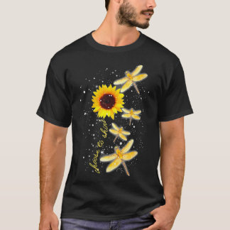 Camiseta Mulheres Dragonfly Sunflower Teacher Growth Mindse