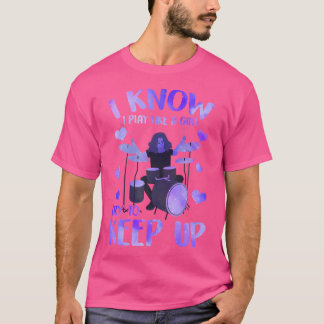 Camiseta Mulheres Drummer Brincam Como Uma Rapariga Tentand