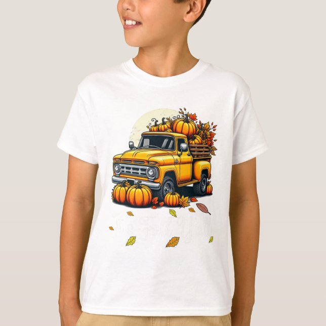 Camiseta Mulheres É Queda Vocês Pumpkin Caminhão Árvore de  (Frente)