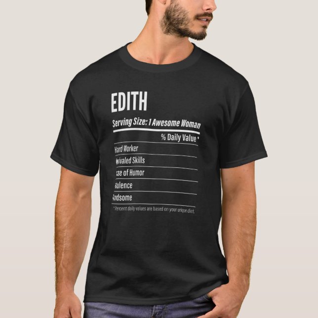 Camiseta Mulheres Edith Nutritional Facts Servindo Calor de (Frente)
