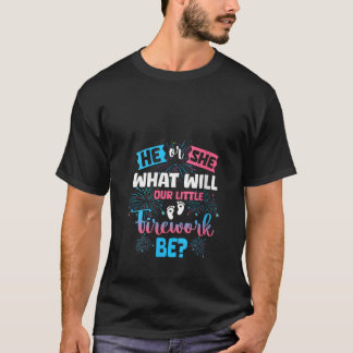 Camiseta Mulheres Ele ou Ela O Que Será Nosso Pequeno Servi
