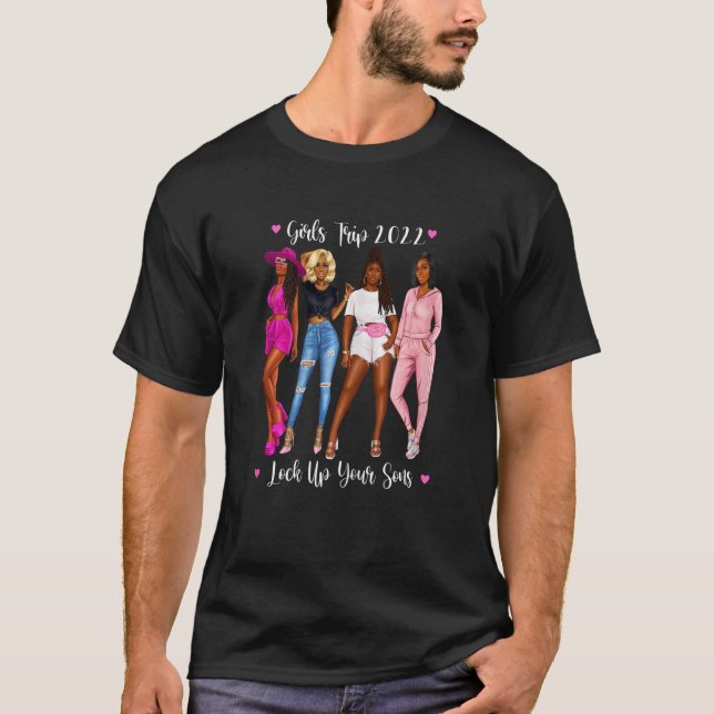 Camiseta Mulheres em 2022 Meninas Negras Trip African Ameri (Frente)