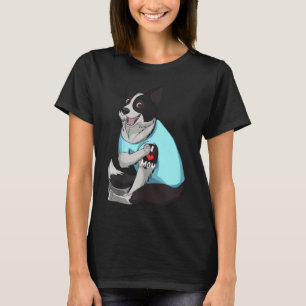 Camiseta Mulheres Engraçadas Borda de Cachorro Collie Ama M