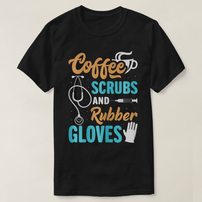 Camiseta Mulheres Engraçadas Café Esfrega E Luvas De Borrac (Frente do Design)