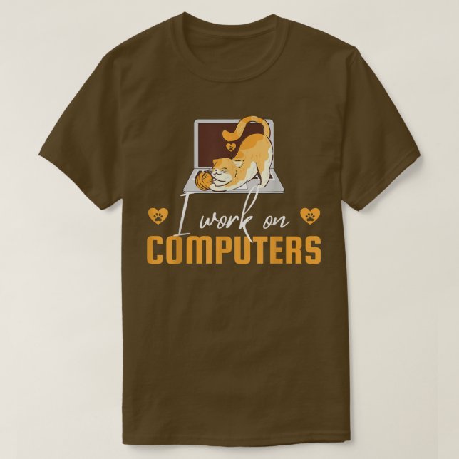 Camiseta Mulheres Engraçadas Cat Mãe eu trabalho em computa (Frente do Design)