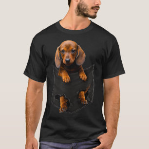 Camiseta Mulheres Engraçadas Dachshund em seu bolso para Wi