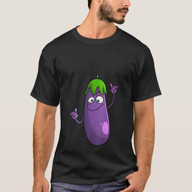 Camiseta Mulheres Engraçadas EggPlant S Para Homens Frutas  (Frente)