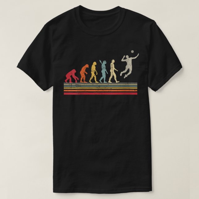 Camiseta Mulheres Engraçadas Evolução do Voleibol do Homem  (Frente do Design)
