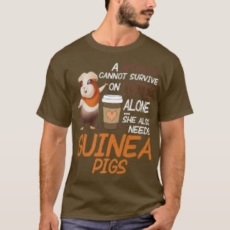 Camiseta Mulheres Engraçadas Guiné Porcos Café Sobrescante 