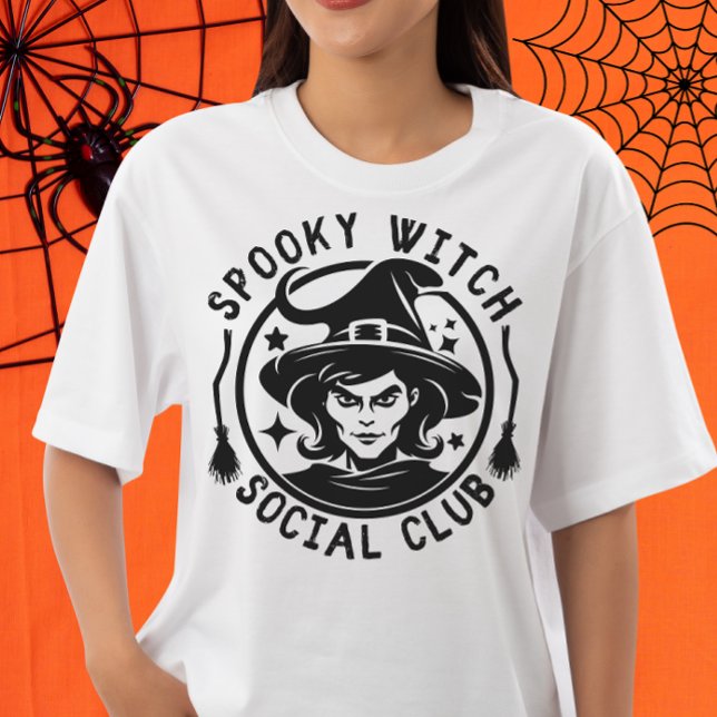 Camiseta Mulheres Engraçadas Halloween Spooky Wity Social C (Criador carregado)