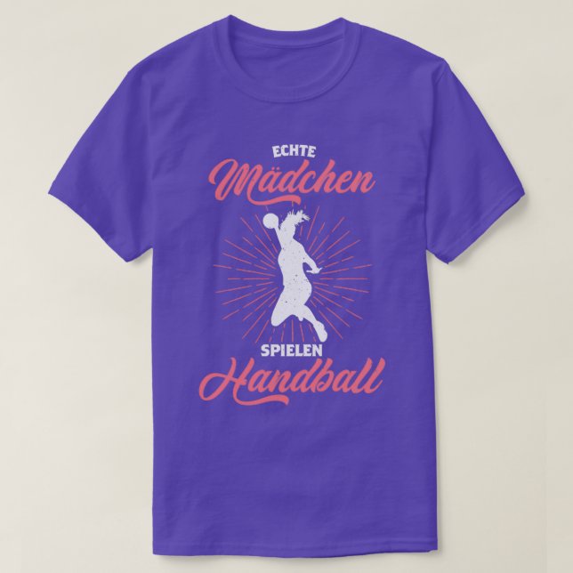 Camiseta Mulheres Engraçadas Jogadoras de Andebol Dizendo P (Frente do Design)