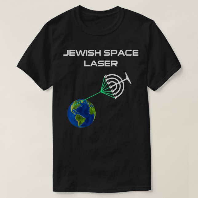 Camiseta Mulheres Engraçadas Laser Espacial Judaica Laser L (Frente do Design)
