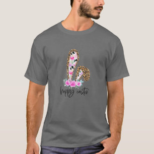 Camiseta Mulheres Engraçadas Leopardo Floral Coelhinho Ore