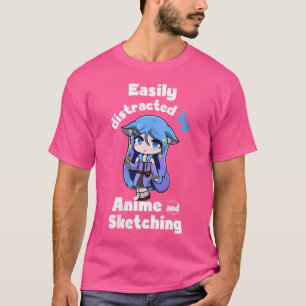 Camiseta Mulheres Engraçadas Manga De Anime Distraída Facil