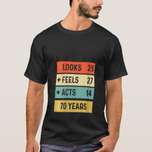 Camiseta Mulheres Engraçadas Retro 70 Aniversário De 70 Ano