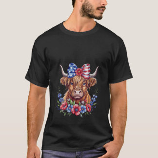 Camiseta Mulheres Engraçadas Vaca Coquette Flor Patriótica