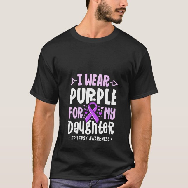 Camiseta Mulheres Epilepsia Fita Eu Visto Roxo Para A Minha (Frente)