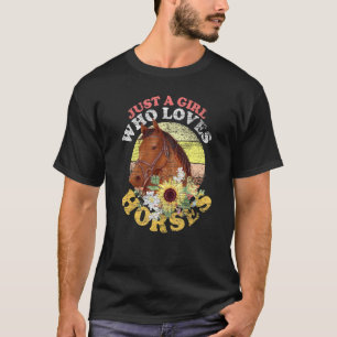 Camiseta Mulheres Equestres Retro Apenas Uma Menina Que Ama