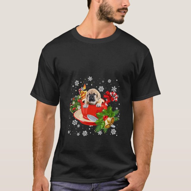 Camiseta Mulheres Espanholas Mastiff E Café Natal Neve L (Frente)