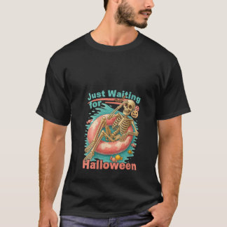 Camiseta Mulheres Esperando Pela Piscina De Esqueleto Hallo
