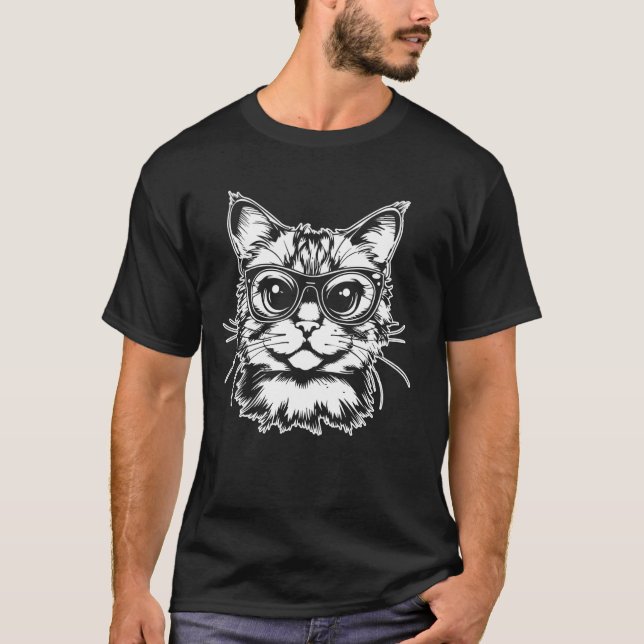 Camiseta Mulheres Espirituosas Casuais Animais Gatos Vestid (Frente)