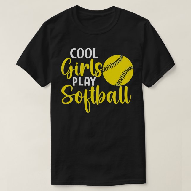 Camiseta Mulheres Esportivas Legal Engraçadas Jogam Softbal (Frente do Design)