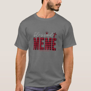 Camiseta Mulheres Esta Abençoada Memória Natal Xadrez Leopa
