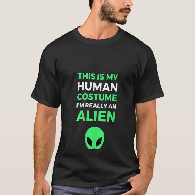 Camiseta Mulheres Esta É Minha Alienígena De Figurino Human (Frente)