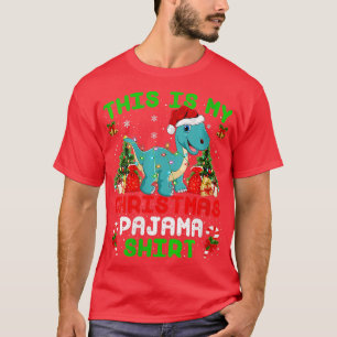 Camiseta Mulheres Este É Meu Natal Pajama Brontosaurus C