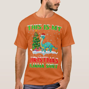 Camiseta Mulheres Este É Meu Natal Pajama Brontosaurus C