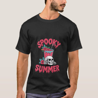 Camiseta Mulheres Estranhamente Verão Esqueleto De Gelo Caf
