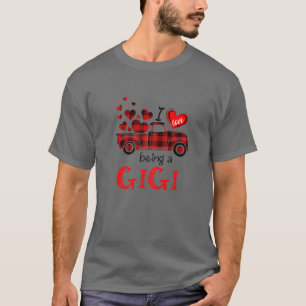 Camiseta Mulheres Eu Adoro Ser Gigi Xadrez Vermelha Dia de 